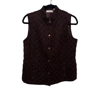 Breckenridge Womens Quilted Vest XL Brown Button-Up Sleeveless.